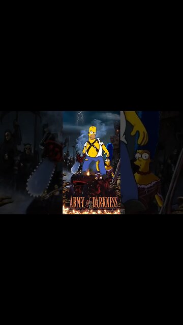 Homer Simpson e Margie em uma noite alucinante army darkness