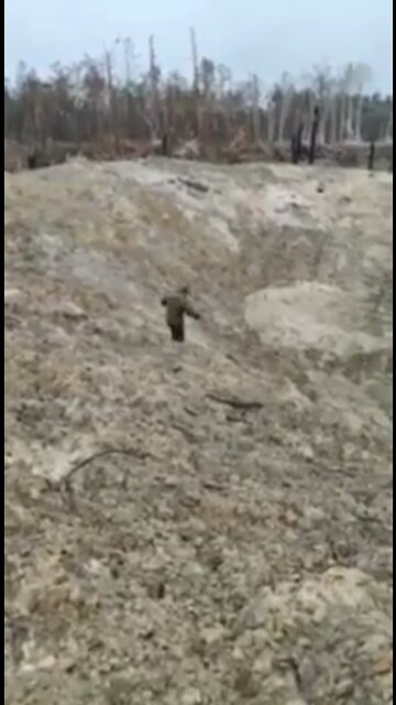 Crater after a Russian Iskander missile strike.