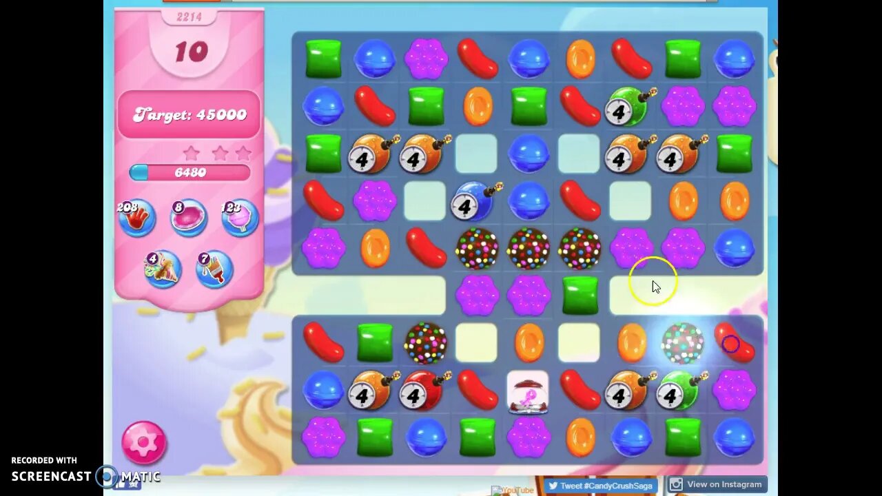 Candy Crush Level 2214 Audio Talkthrough, 3 Stars 0 Boosters