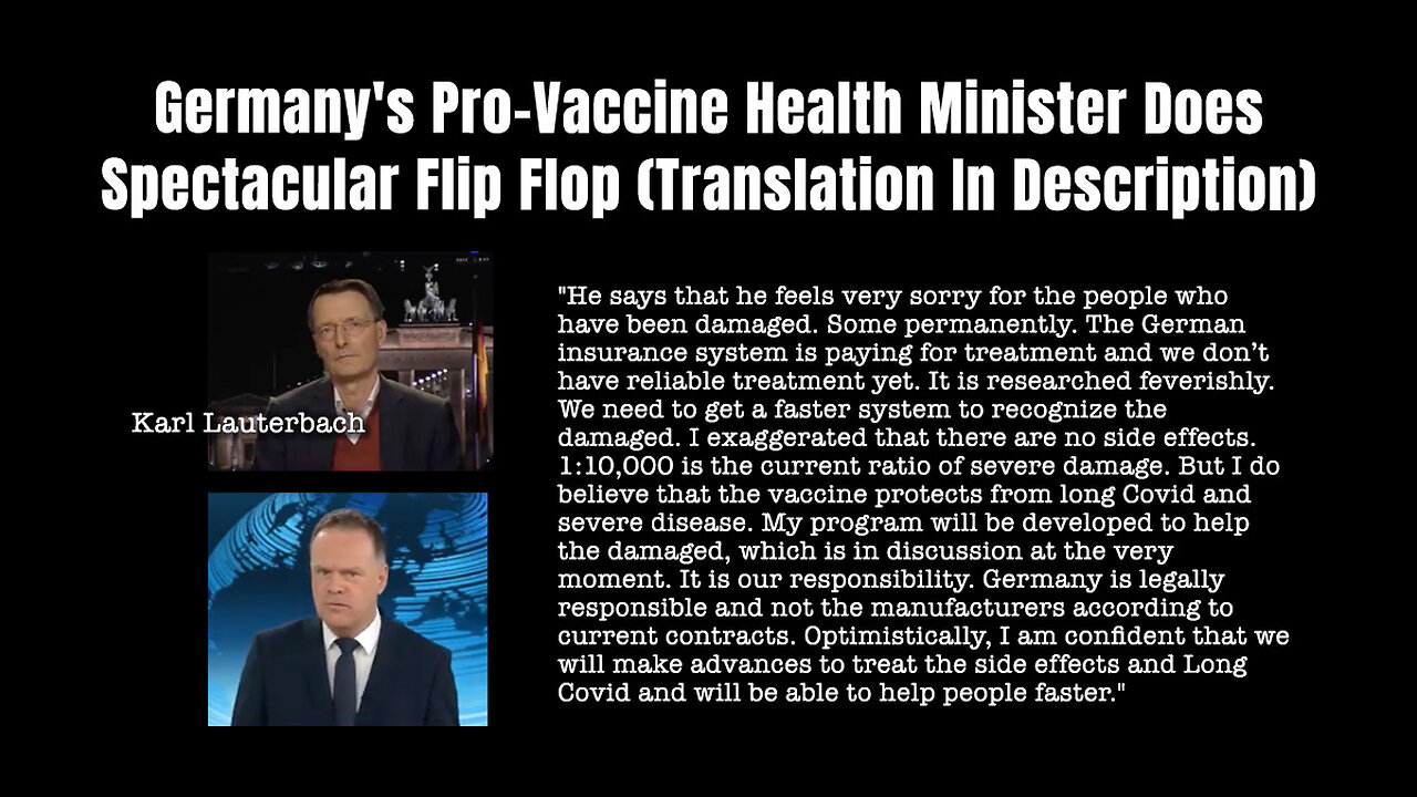 Germany's Pro-Vaccine Health Minister Does Spectacular Flip Flop (Translation In Description)