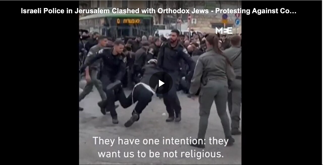 Ultra-Orthodox Jews protesting against compulsory military service in Jerusalem