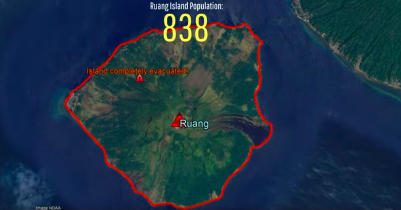 Large Sections of Island Wiped Out by Major Eruption; Ruang Volcano Erupts