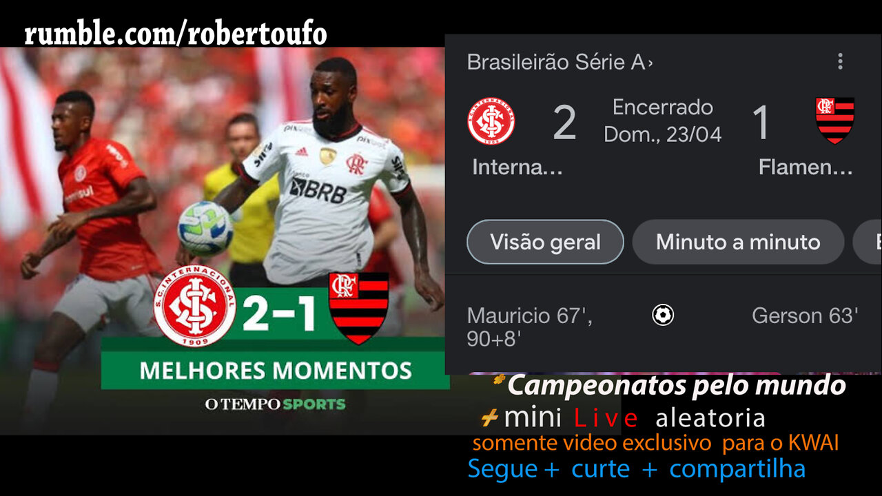 campeonato Brasileiro 2023 INTER RS 2x1 FLAMENGO - rodada 2