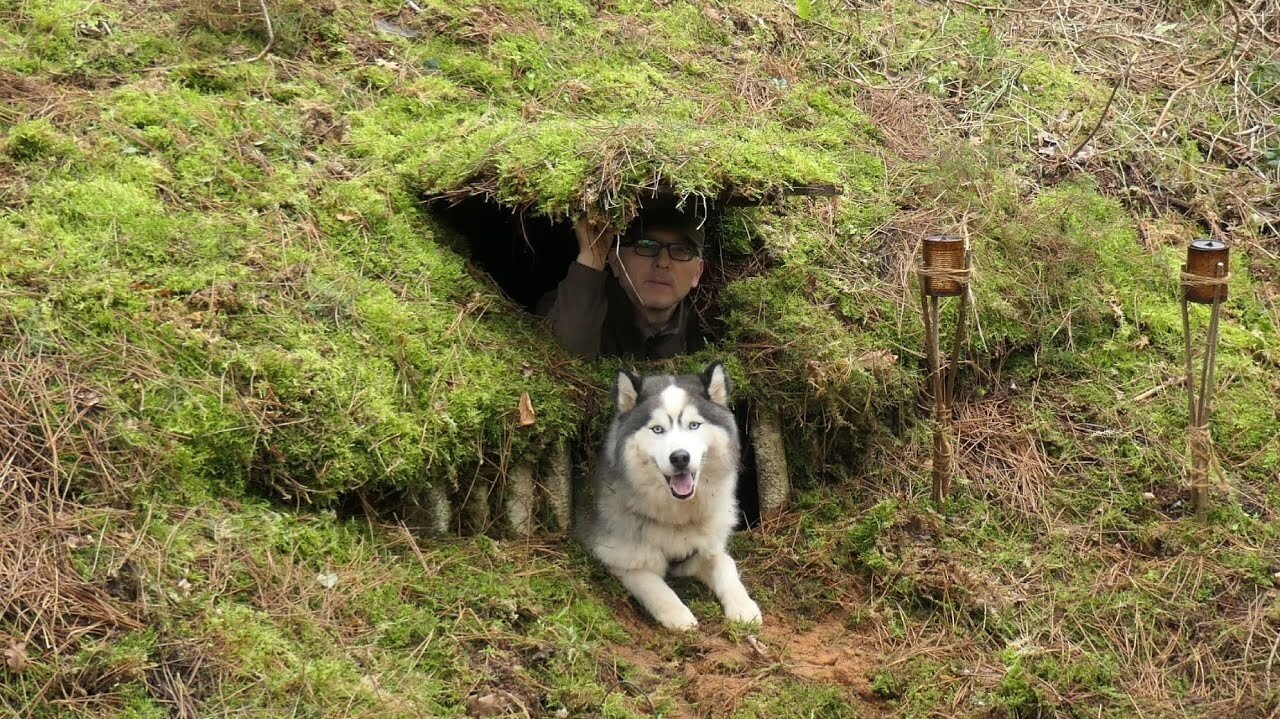 Bushcraft Underground Shelter Building - Quickly Survival camouflaged shelter