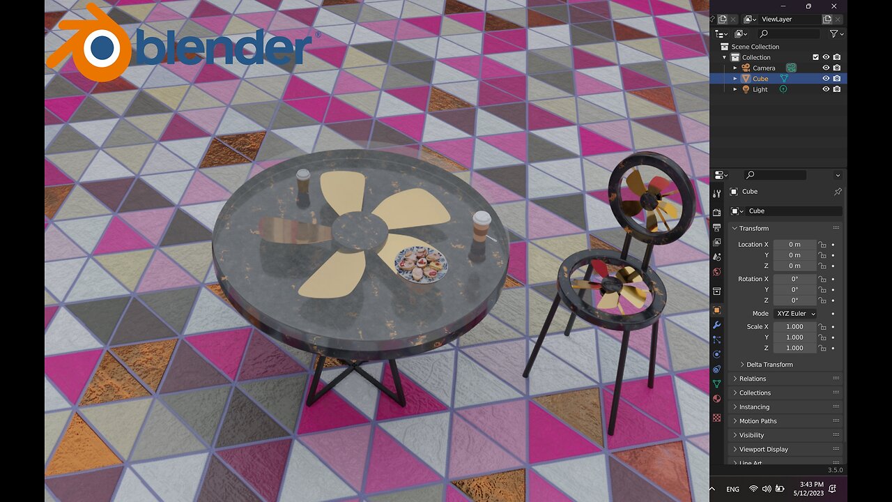 Modeling a fan and a table in blender #20