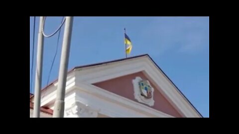 Russian Flag Was Raised On The Building Of The Executive committee Of The City Admin Of Vasilyevka