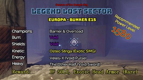 Destiny 2 Legend Lost Sector: Europa - Bunker E15 on my Warlock 1-23-23