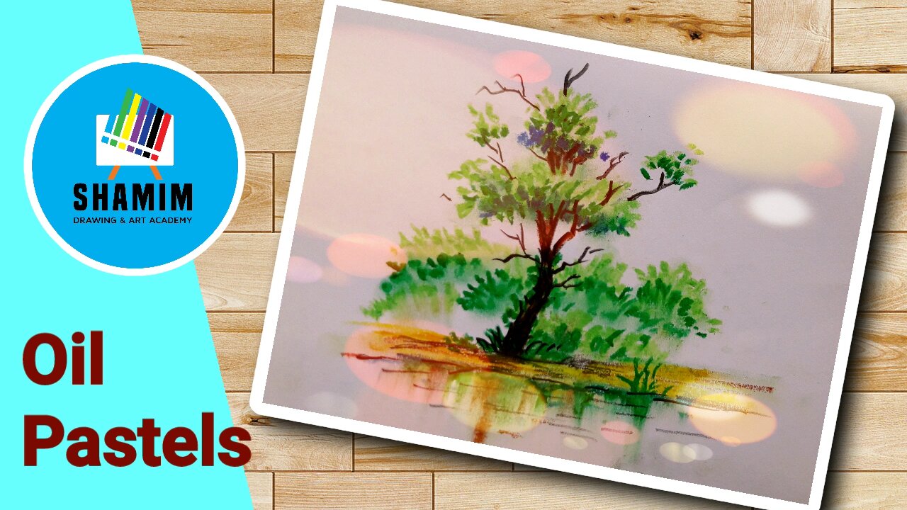 Amazing Natural Landscape with Tree Painting in Oil Pastel | Drawing Tutorial