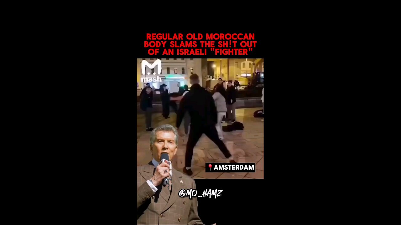 Moroccan body slams the shit of an Israeli fighter in Amsterdam.