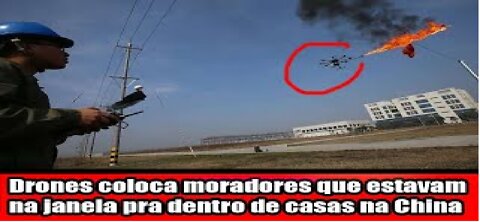 Drones coloca moradores que estavam na janela pra dentro de casas na china