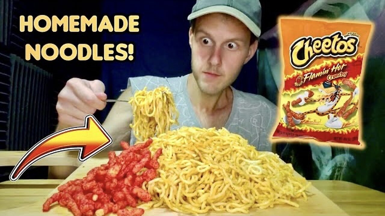 EATING FLAMINIO HOT CHEETOS NOODLES! - Mukbang