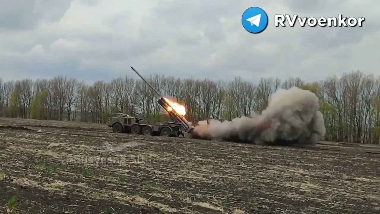 Russian "Hurricanes" Hitting Positions Of Ukranaina Forces In The Liman Direction