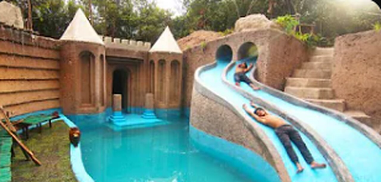 My Summer Holiday 155 Days Building 1M Dollars Water Slide Park into Underground Swimming Pool House