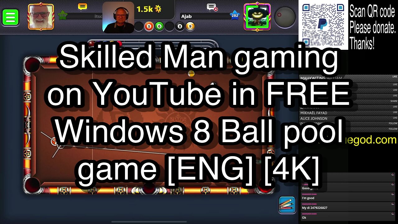 Skilled Man gaming on YouTube in FREE Windows 8 Ball pool game [ENG] [4K] 🎱🎱🎱 8 Ball Pool 🎱🎱🎱