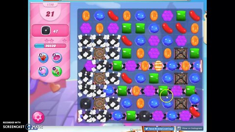 Candy Crush Level 1790 Audio Talkthrough, 2 Stars 0 Boosters
