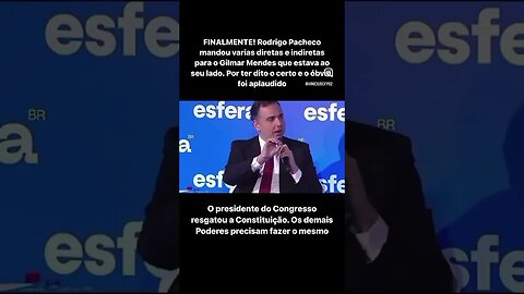 Rodrigo Pacheco mandou varias diretas e indiretas para o Gilmar Mendes STF que estava ao seu lado