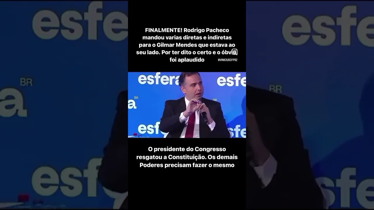 Rodrigo Pacheco mandou varias diretas e indiretas para o Gilmar Mendes STF que estava ao seu lado