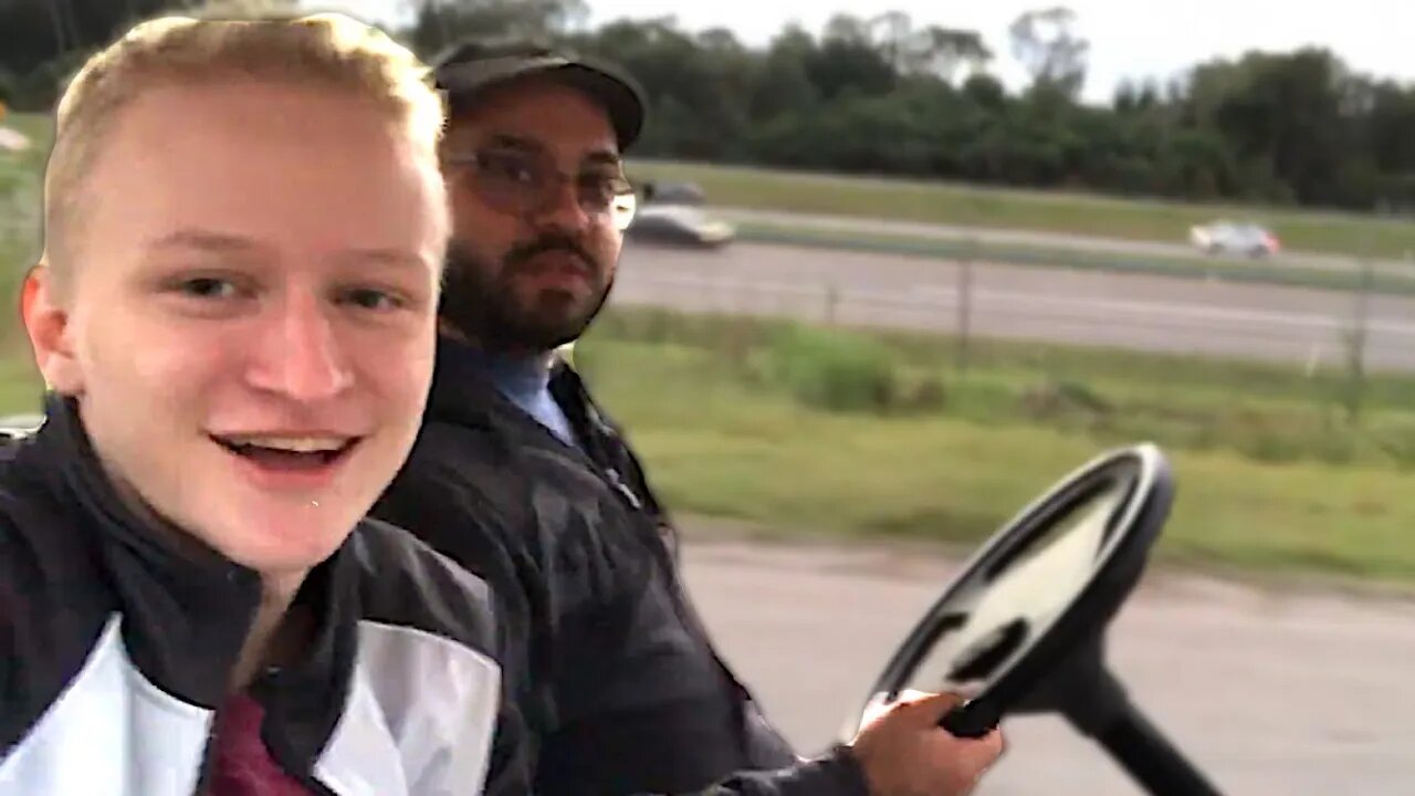 Exploring a construction site on a golf cart