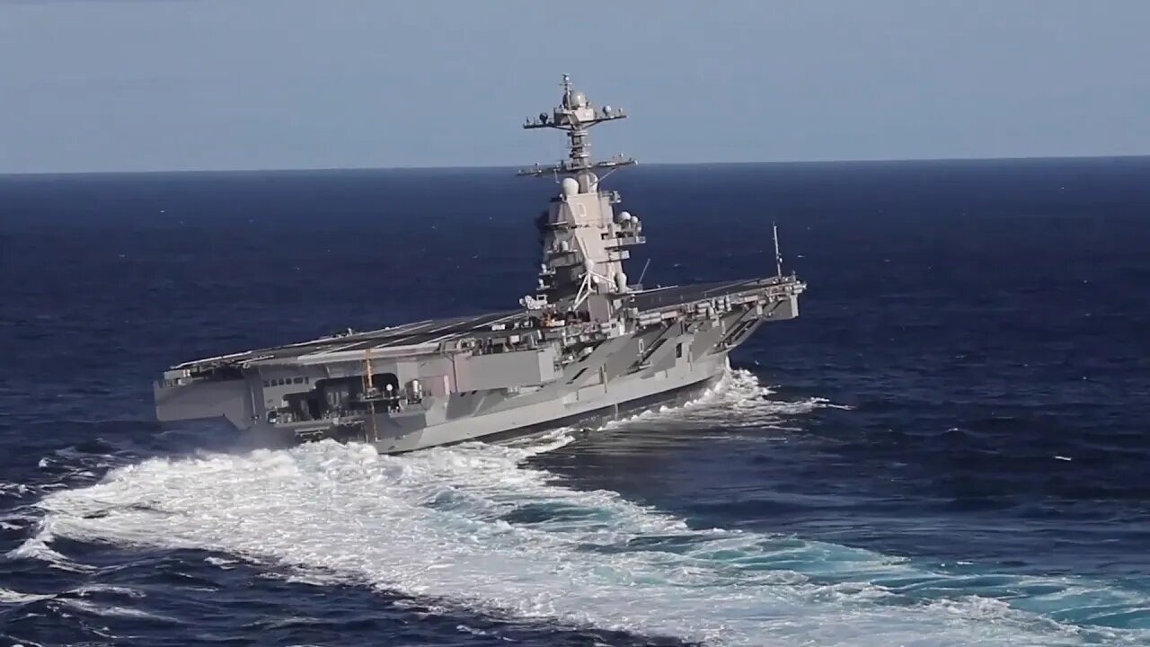 👀 USS Gerald R Ford Conducts High Speed Turns