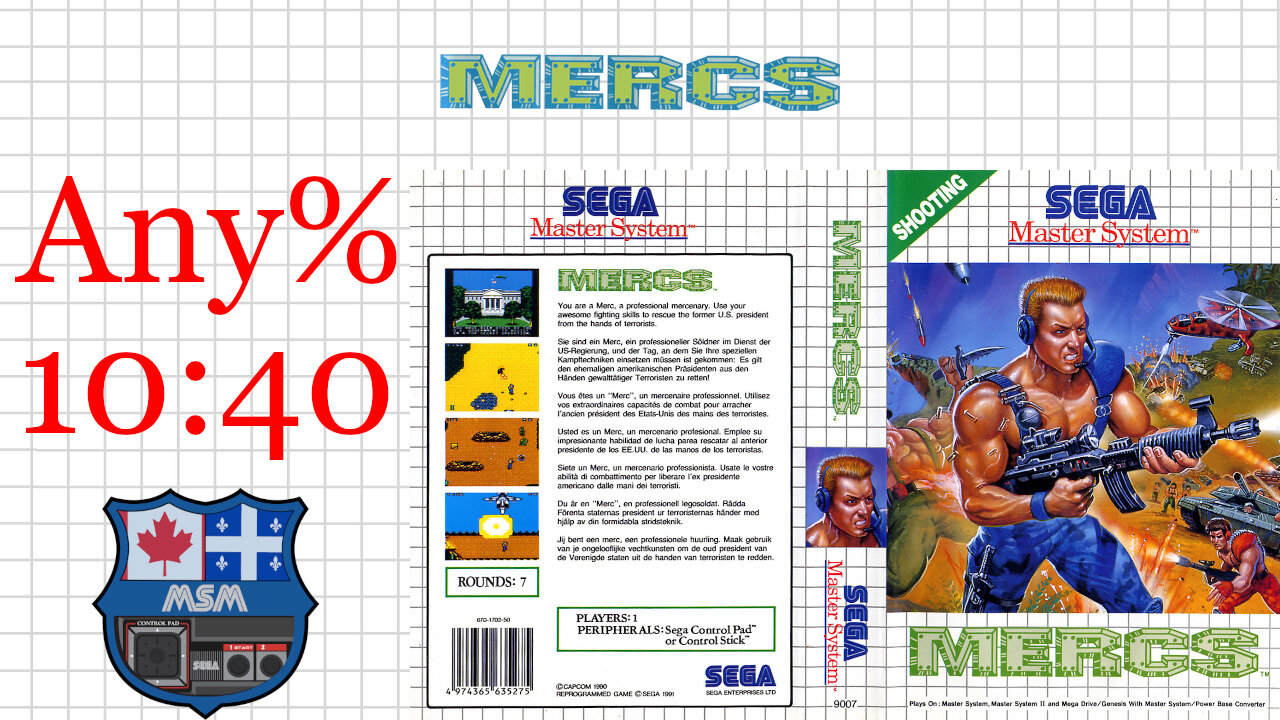 Mercs [SMS] Any% [10'40"] 11th place | SEGA Master System Marceau