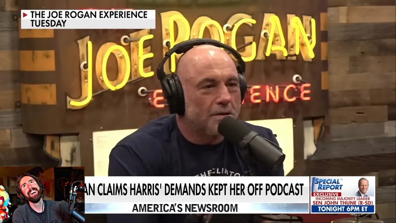 Joe Rogan reveals what Kamala Harris didn't want to talk about on podcast | Asmongold Reacts