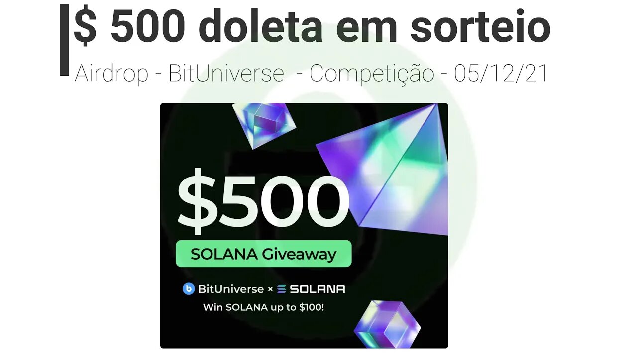 Airdrop - Bituniverse - Competição - $500 doletas - 05/12/21