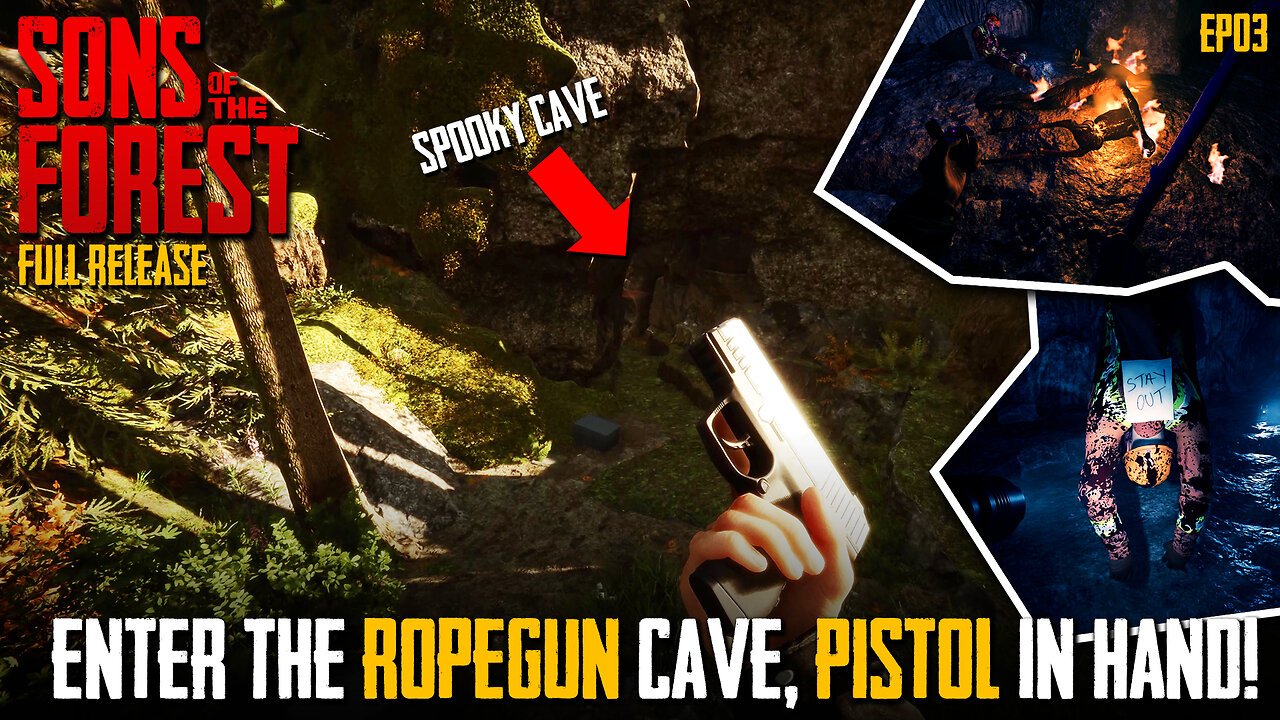 The Terror Intensifies! Enter The Ropegun Cave, Pistol In Hand | Sons Of The Forest | EP03