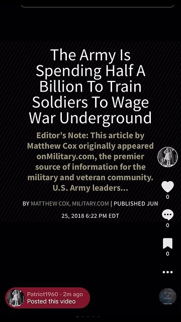 Our u.s military has been fighting underground since 2018