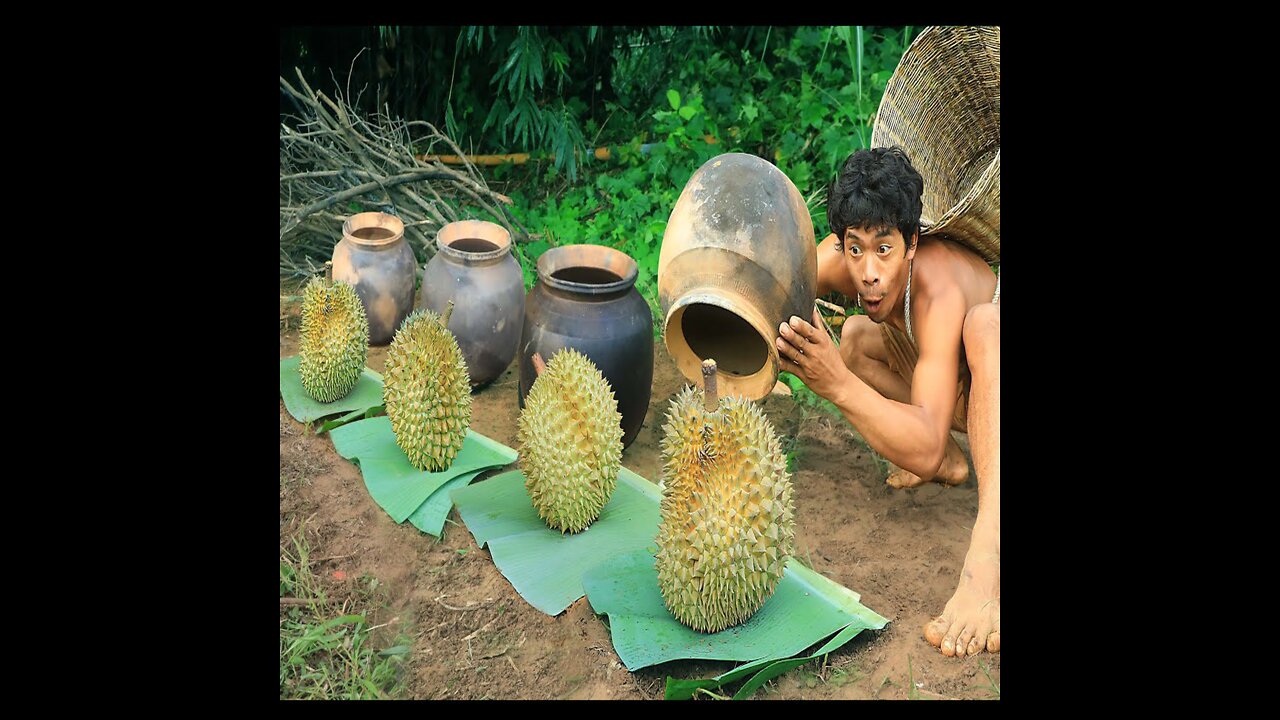 Durian Cooked Inside the pot , The forest is rich in fruits and Durian