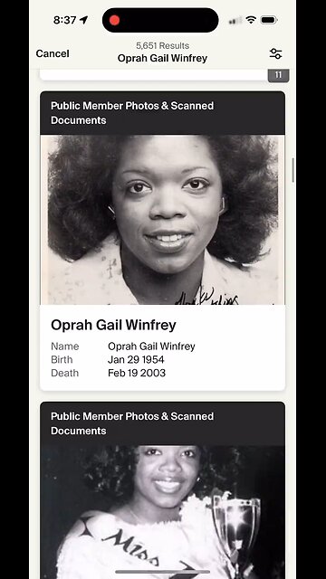 Ancestry says Oprah is dead this was 6/14/2024