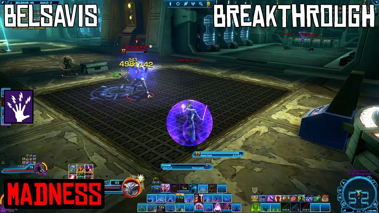 SWTOR DPS Lightning Sorcerer - Belsavis Heroic Mission: Breakthrough. 2020 Laptop Gameplay