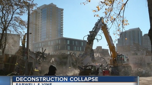 Farwell Ave. closed after building undegoing deconstruction falls into road