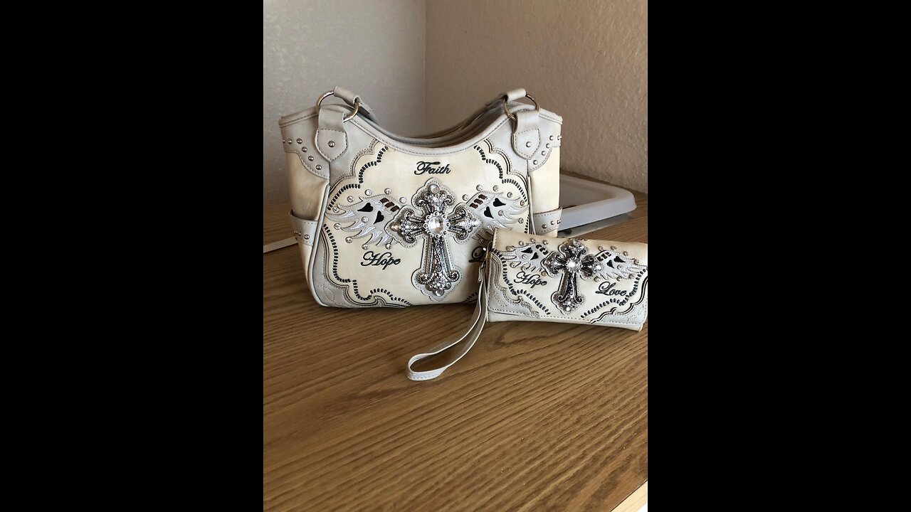 Justin West Women's Concealed Carry Angel Wings Cross Faith Hope Love Western Handbag Tote Purs...