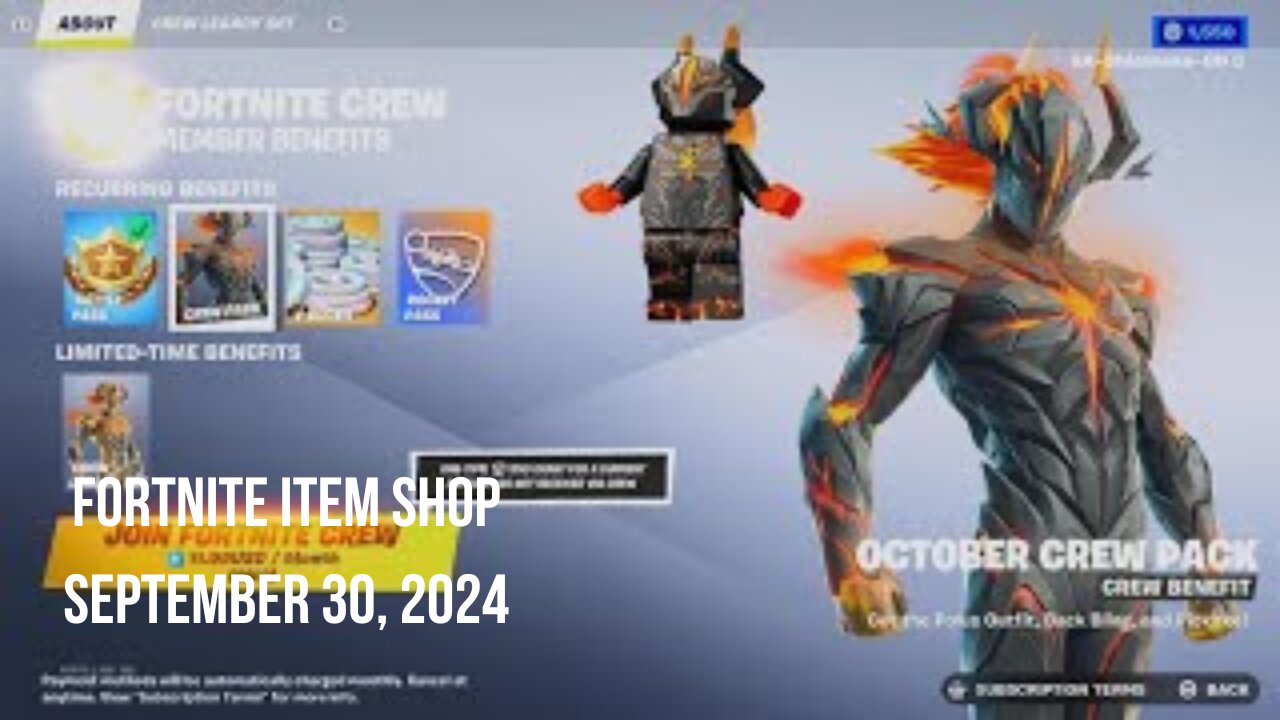 Fortnite Item Shop|September 30, 2024(*New* Fortnite Crew Pack)