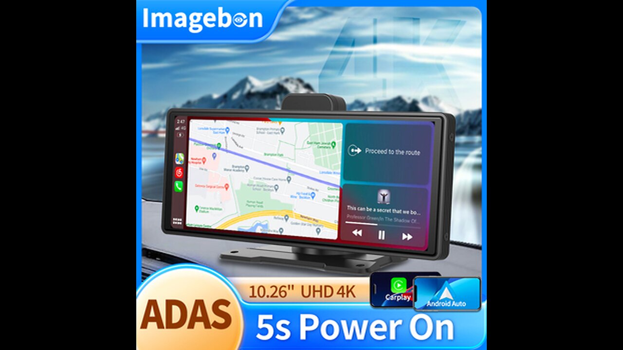 10.26" 4K Dash Cam ADAS Wireless Carplay & Android Auto Car DVR 5G WiFi GPS Navigation