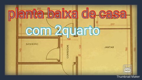 planta baixa com 2 quartos com uma suíte sala de estar e jantar cosinha americana e área de serviço