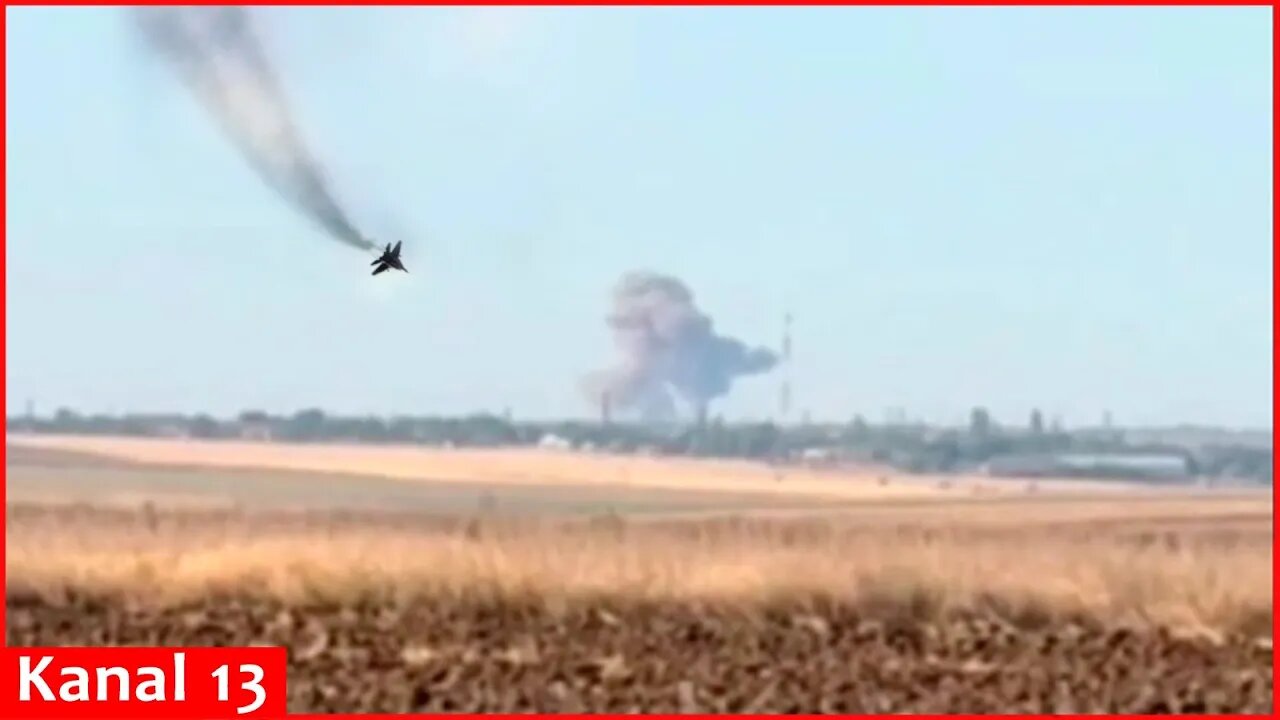 Ukrainian fighter jet bombards the Russian position with a French aerial bomb