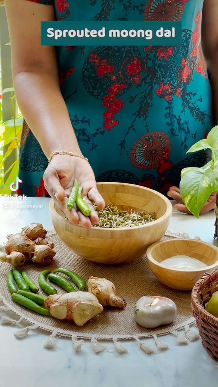 Sprouted Moongdal Pancake with Mango Lassi