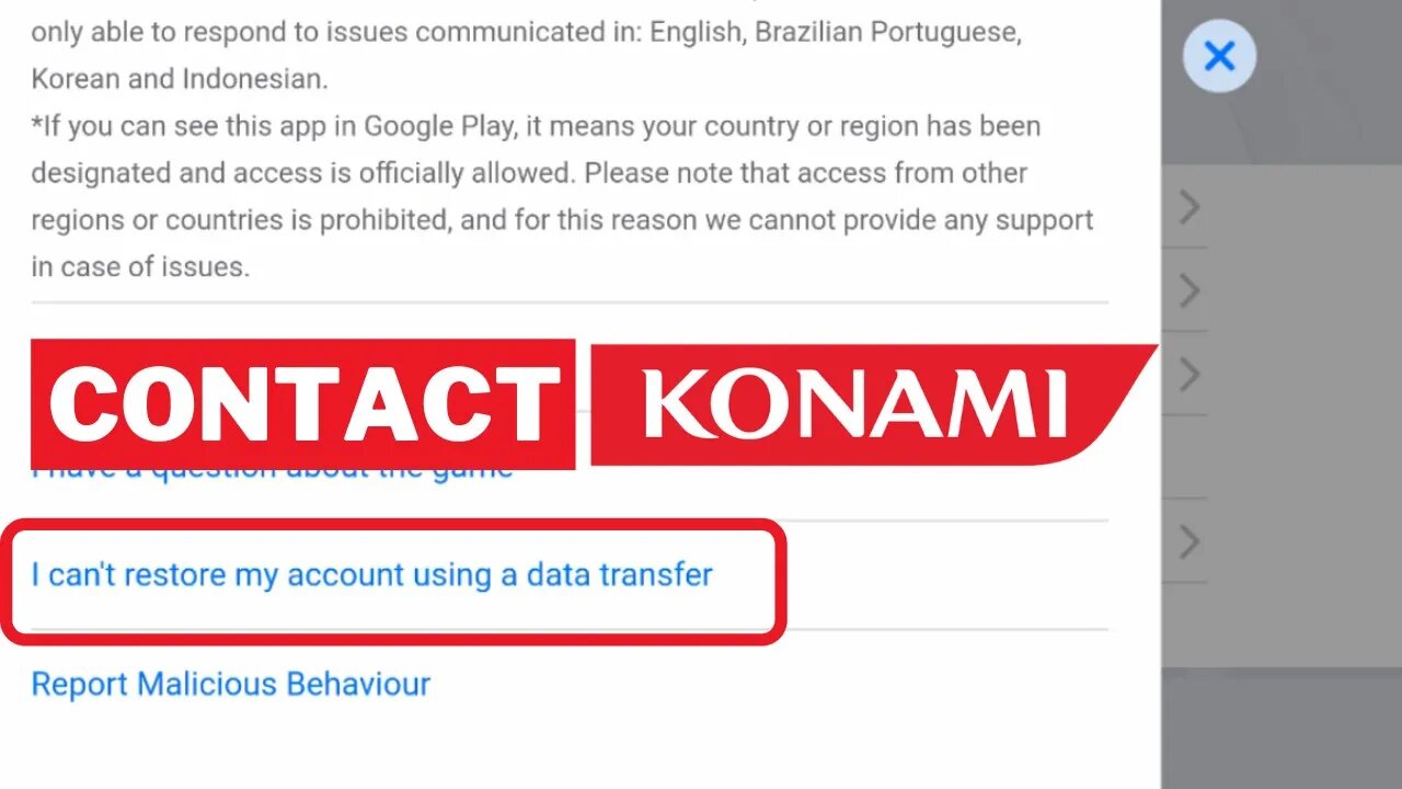 Can't Restore Account Using Konami ID & Google Play | How To Contact Konami