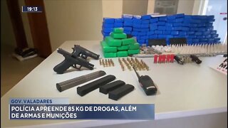 Governador Valadares: Polícia apreende 85 kg de drogas, além de armas e munições.