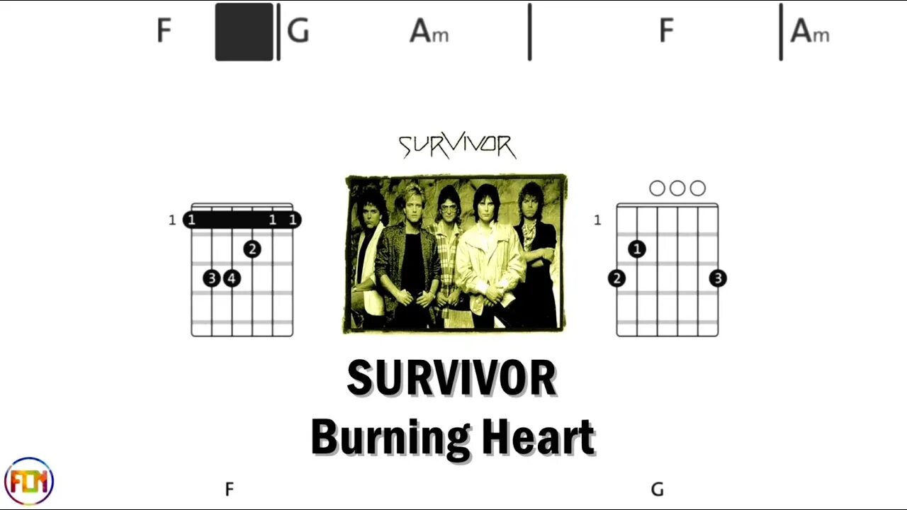 SURVIVOR Burning Heart - Guitar Chords & Lyrics HD