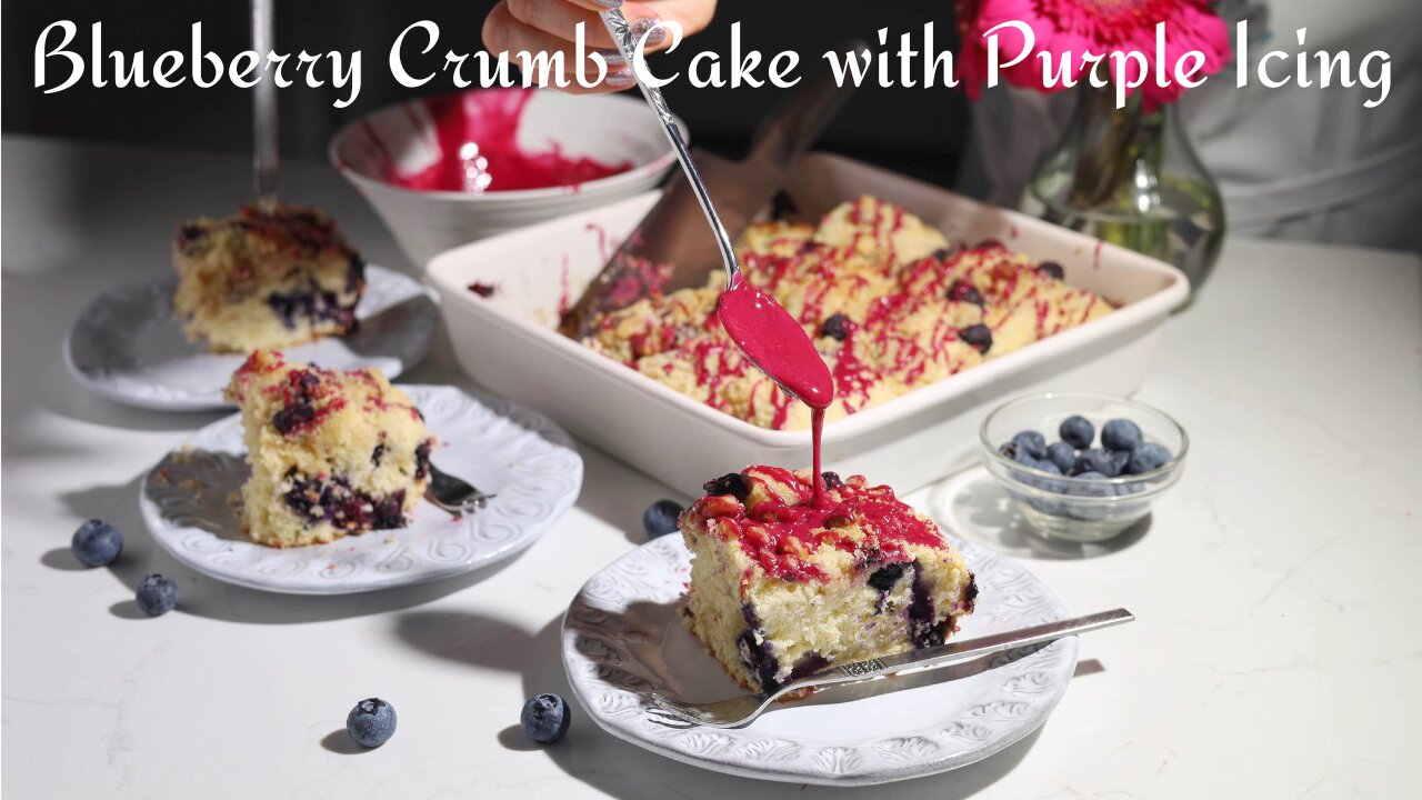 Blueberry Crumb Cake with Purple Icing. No Food Dyes