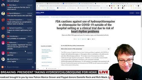 THERE IS NO BOTTOM: Trump taking HChloroquine-Defends Swamp- #LieStream Come Chat.