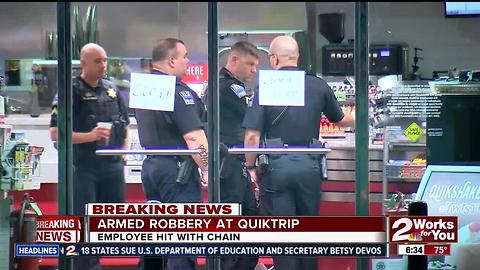 QuikTrip clerk hit with chain during robbery