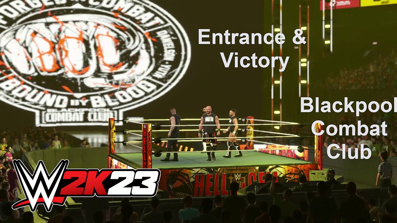 WWE 2K23 4 Man Entrance & Victory Blackpool Combat Club (Moxley, Danielson, Castangioli, Juuta)