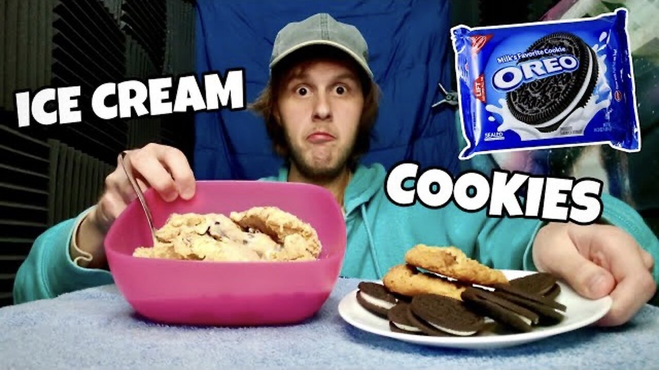 Ice Cream And Cookies! - MUKBANG EATING PRETZEL CARAMEL ICE CREAM, COCONUT COOKIES, AND OREOS