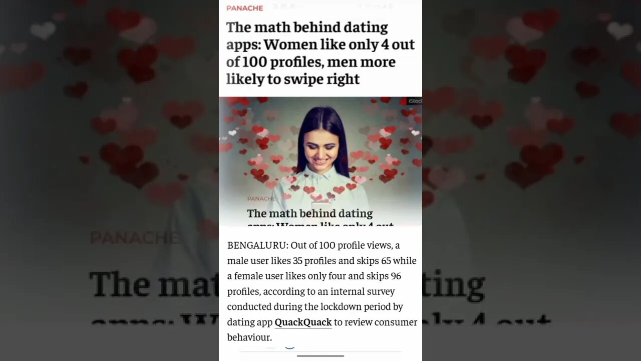 Women only like 4 of every 96 men online!