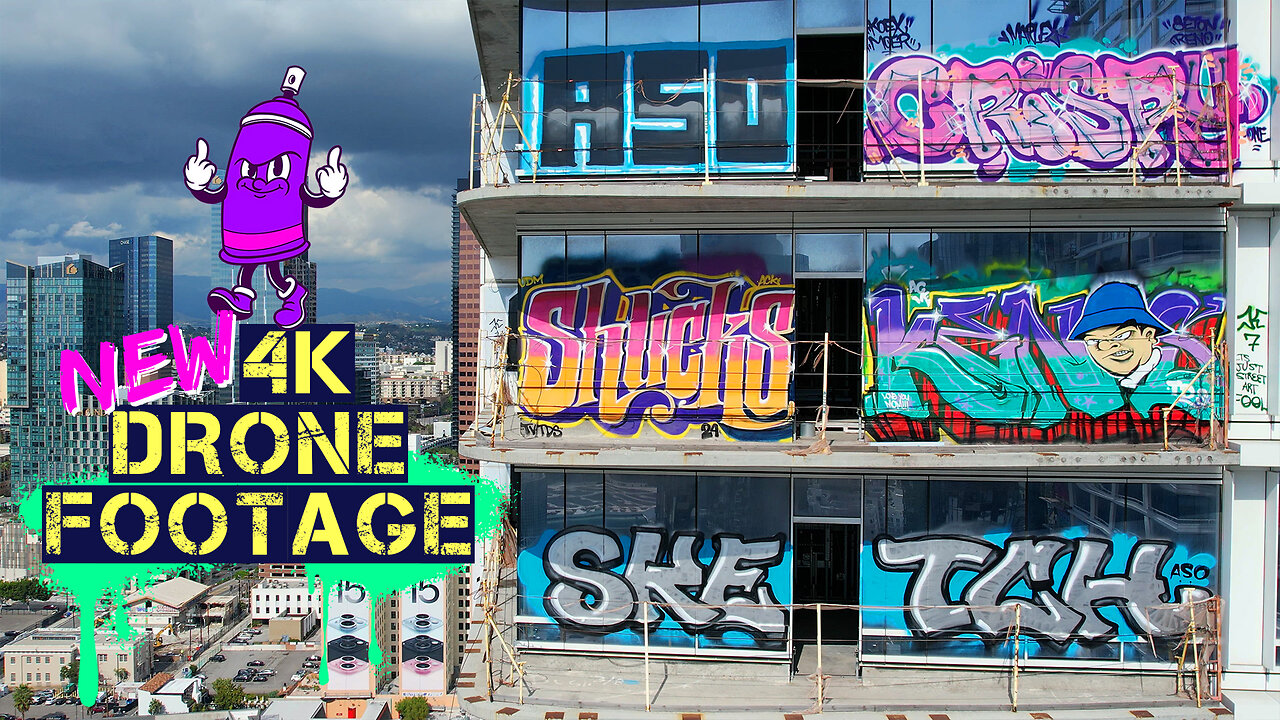 BRAND NEW! EXCLUSIVE 4K DRONE FOOTAGE of Graffiti Towers in Downtown Los Angeles