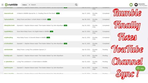 Rumble Finally Fixes YouTube Channel Sync !