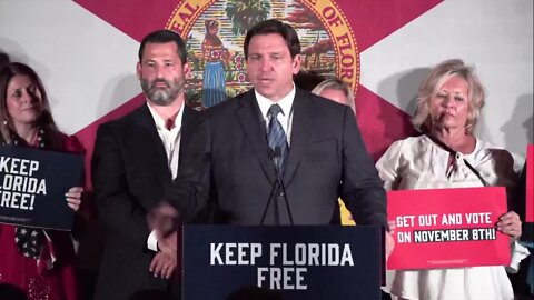 Governor Ron DeSantis speaks after Rep. Charlie Crists' win